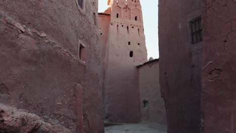 view of streets and mud buildings in ait ben haddou fortress in morocco