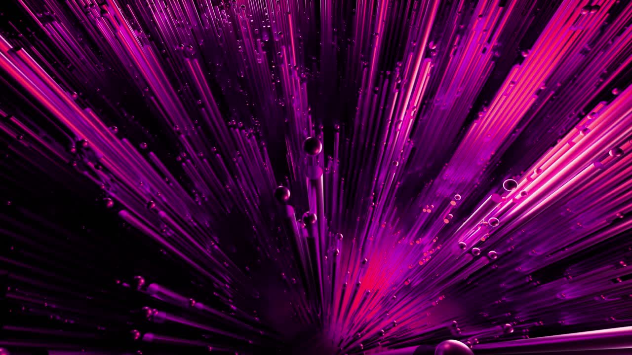 Abstraktní 3D render s geometrickými tvary v zářivé fialové a růžové