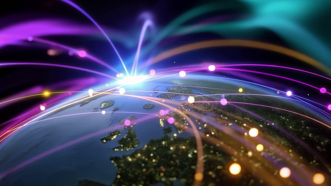 Connessioni di Rete Globali Astratte sopra il Pianeta Terra