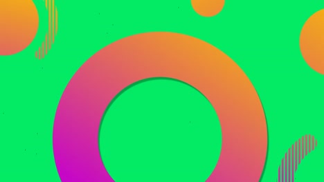 animation of orange and pink circles moving on blue background