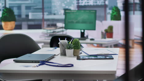 empty modern office with focus on recruitment process and hiring new personnel