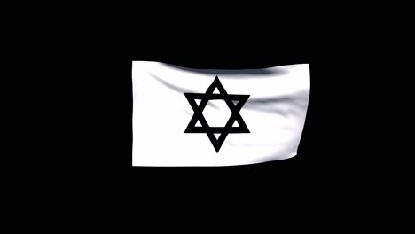 a flag with judaism symbol on it, waving on black background, with alpha channel included at the end of the video, 3d animation, animated flag