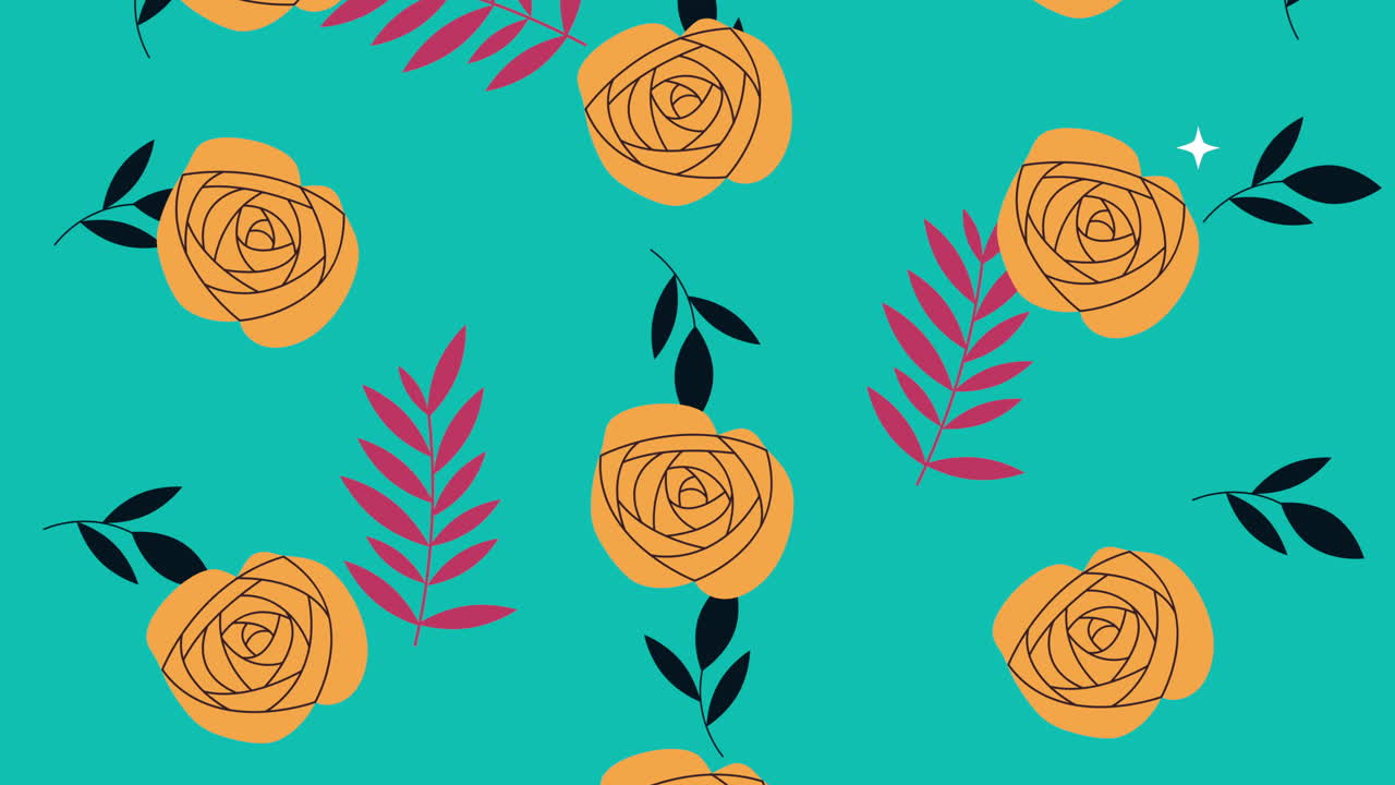 rosas hermosas flores de jardín patrón de animación