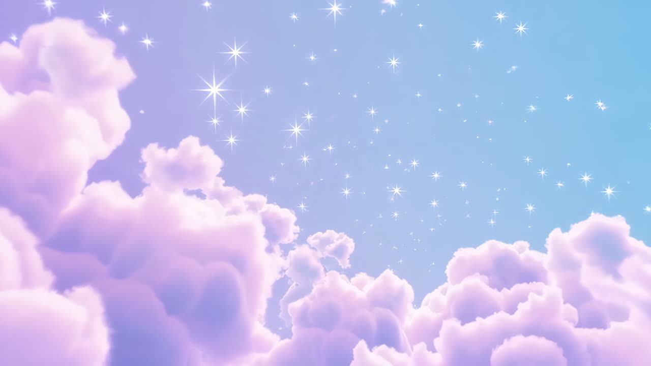 Dreamy Sky with Sparkling Stars and Pastel Clouds
