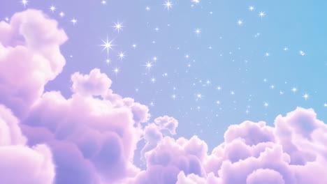 dreamy sky with sparkling stars and pastel clouds