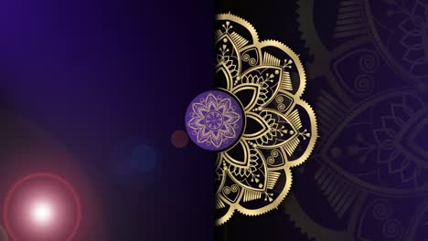 gold and purple mandala ornament background looping smoothly, arabic islamic style for any purpose. abstract ornamental digital gold color mandala footage. floral vintage decorative element's oriental