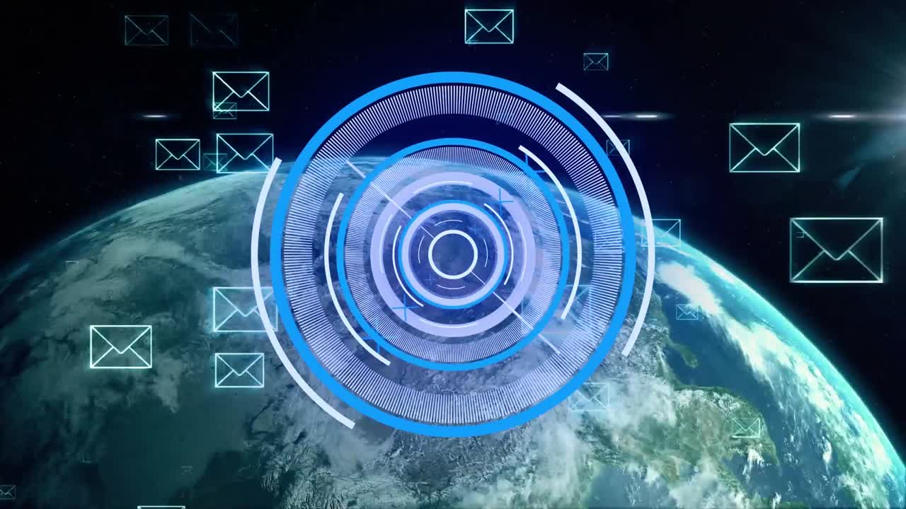 animación del escaneo del alcance sobre sobres y globos