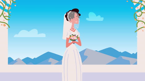 bride posing by window