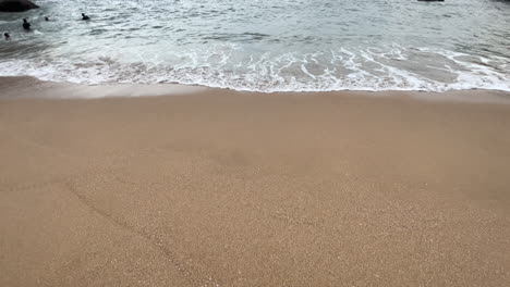 ola y nublado cielo azul mariposa playa de goa india 4k inclinación hacia arriba