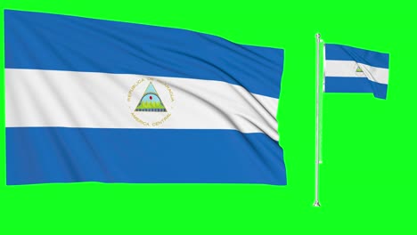 Pantalla-Verde-Ondeando-Bandera-Nicaragua-O-Asta-De-Bandera