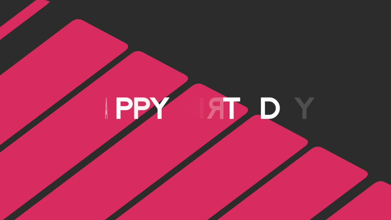 feliz cumpleaños con rayas rojas en gradiente negro