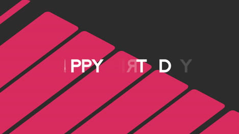 happy birthday with red stripes on black gradient