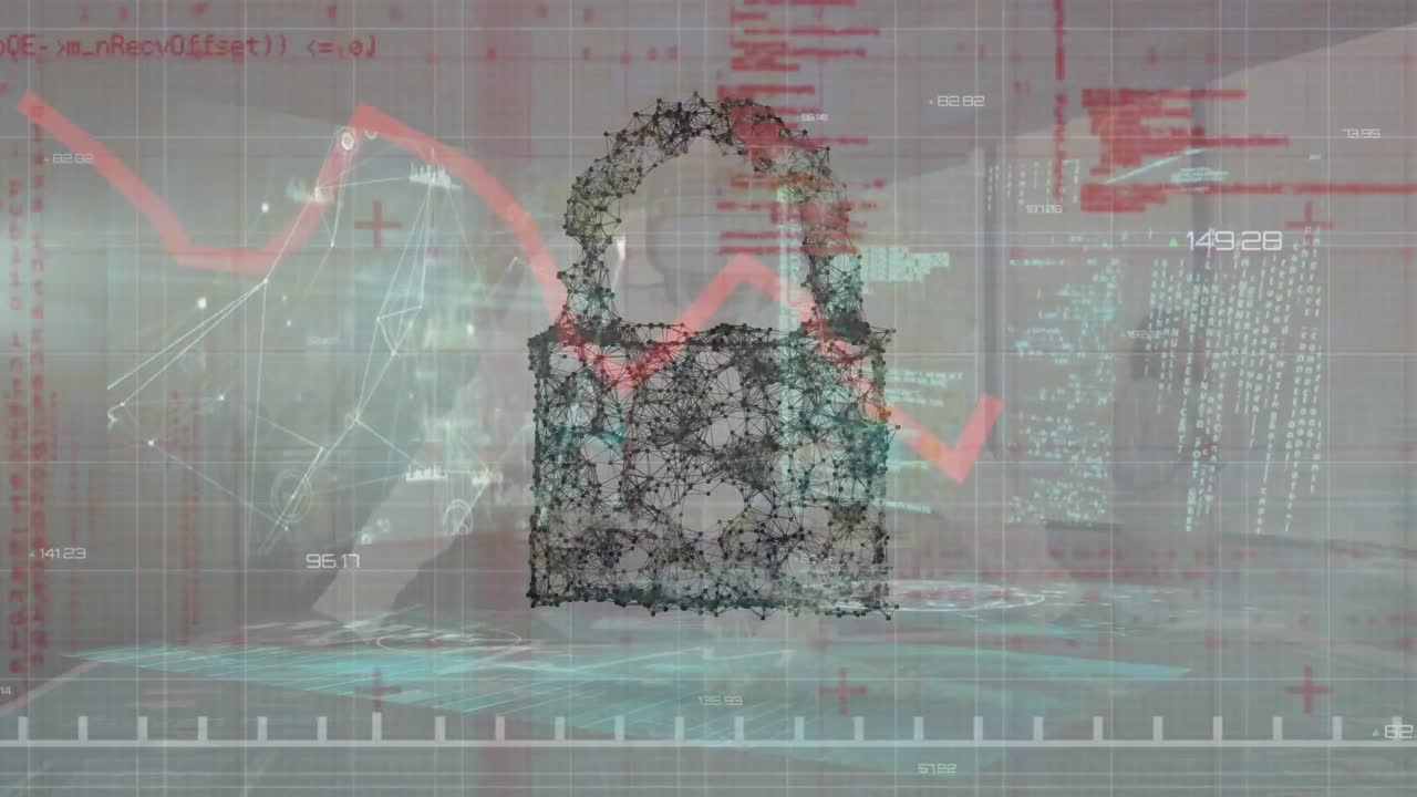 데이터 프로세싱의 애니메이션과 사업가의  ⁇ 락