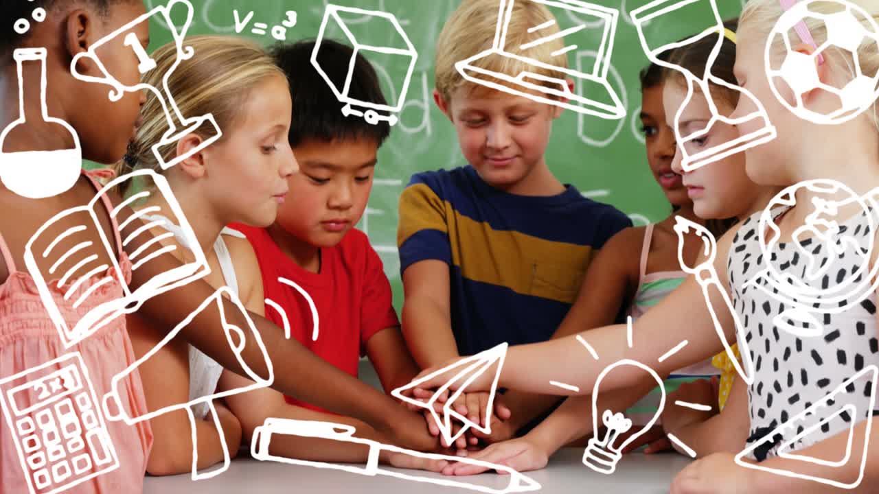 학교 아이콘의 애니메이션 학교에서 학교 아이들 위에