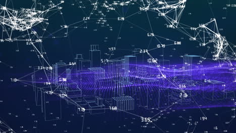 Animation of network of connections over 3d cityscape