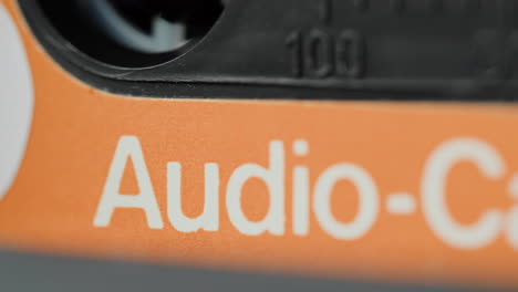 close-up of an audio cassette