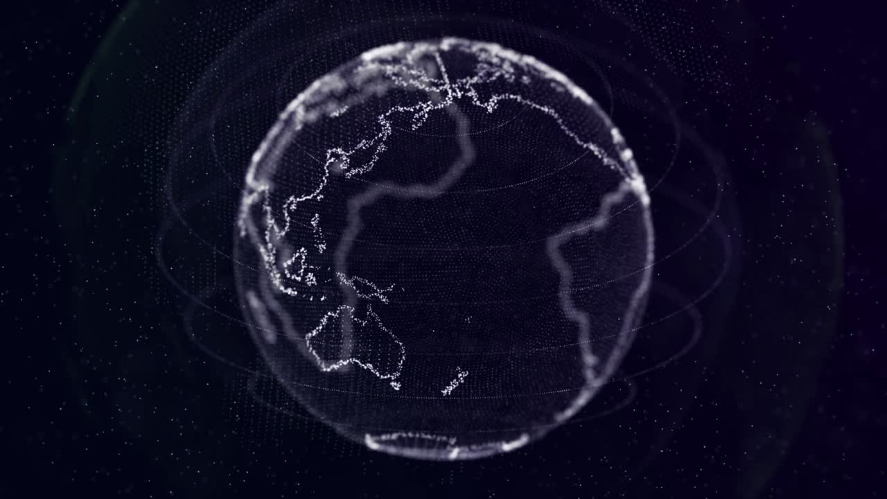 The Planet Digital Earth Hud Particles Rotating Loop Animation With Alpha.