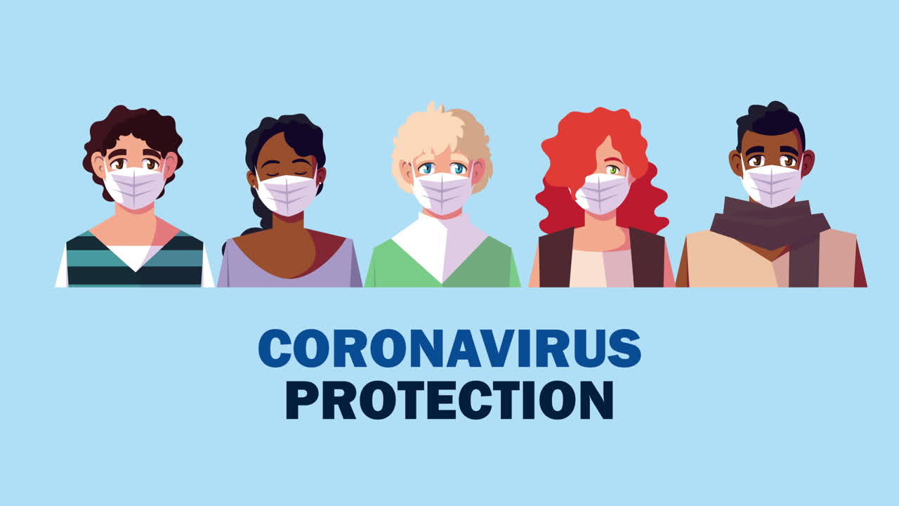 코로나19를 예방하기 위해 얼굴 마스크를 사용하는 사람들의 그룹