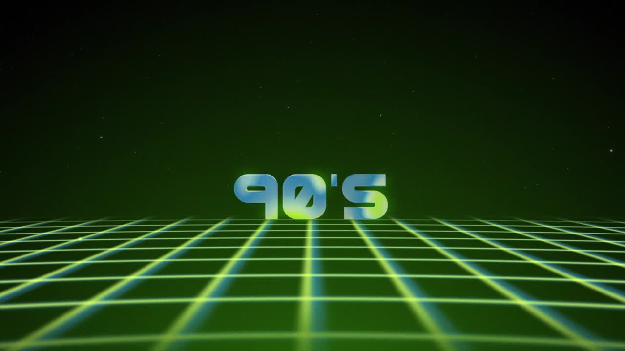 Synthwave wireframe net 90s. Retro futurism background. 3d illustration render seamless loop. 4k