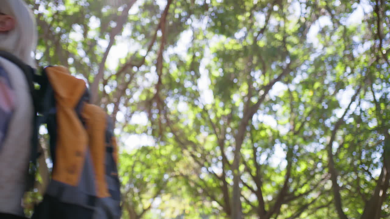 Mature woman hiking in the forest
