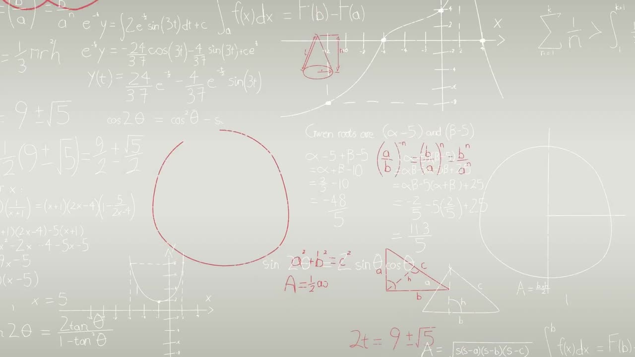 베이지색 배경에 수학 공식의 애니메이션