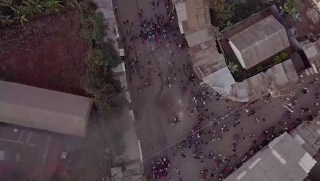 aerial over rioting and riots in the kibera slum of nairobi during controversial elections in kenya