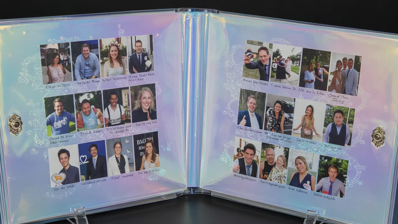 A Vibrant Album of Cherished Memories Featuring Joyful Portraits Captured at Special Occasions with Friends and Family Celebrating Together in Colorful Framed Layouts