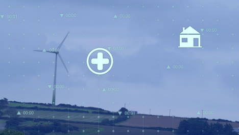 animación de estadísticas y procesamiento de datos sobre la turbina eólica