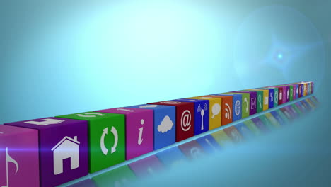 iconos de la aplicación en la línea de cubos