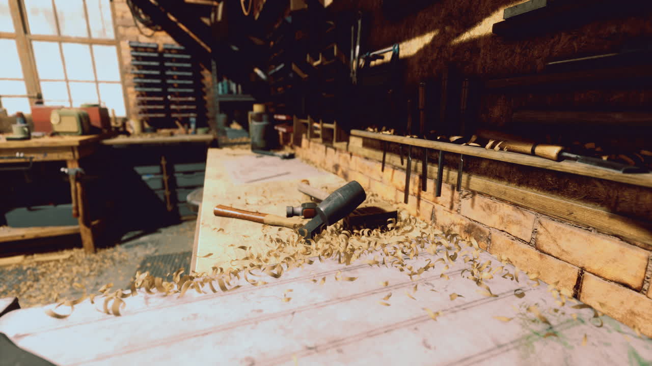 Craftsmanship glows in a rustic workshop of handmade tools