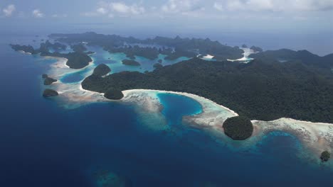 most scenic view in the whole world on many island and rock formations with amazing rich coral reefs, white sandy beaches in raja ampat, wayag, indonesia, papua
