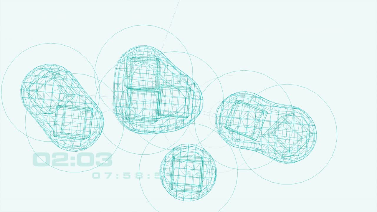 3d 애니메이션, 백색 바탕에 자기장 위에 있는 큐브와 메타스피어