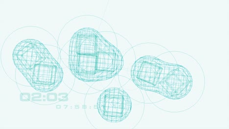 animación 3d, algunos cubos y metasferas en campo magnético, sobre fondo blanco