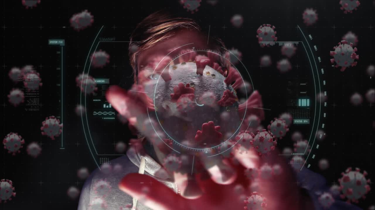 코로나바이러스 코로나19 세포가 카우카시아인에게 퍼지는 애니메이션