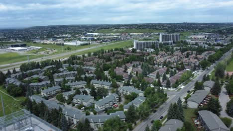 aerial view of glamorgan park and community in calgary during summertime