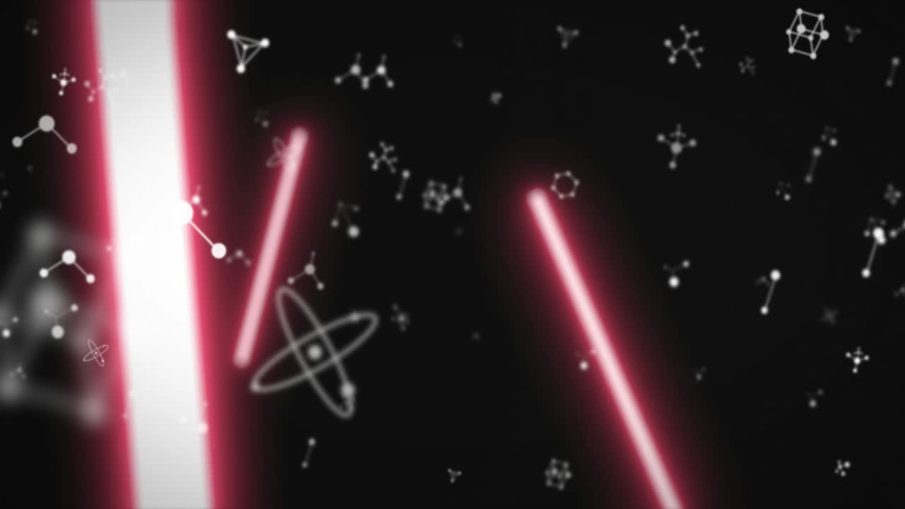 반 ⁇ 이는 네온 줄무 ⁇  위에서 회전하는 분자의 애니메이션