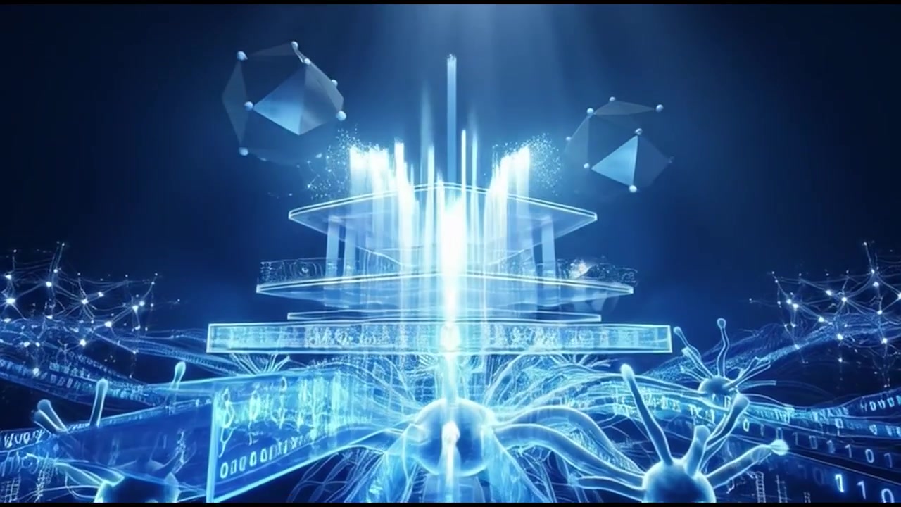 Abstract Digital Network and Data Processing Visualization