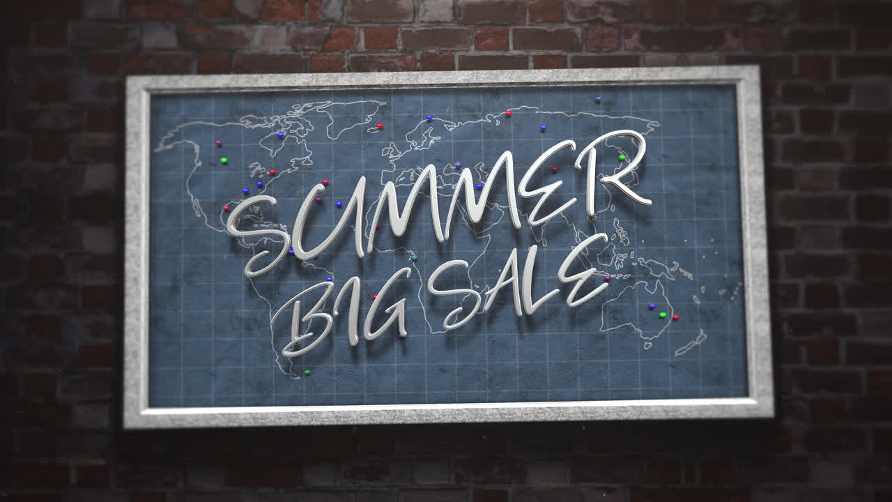 방문 지점이 있는 세계 지도의 여름 큰 판매