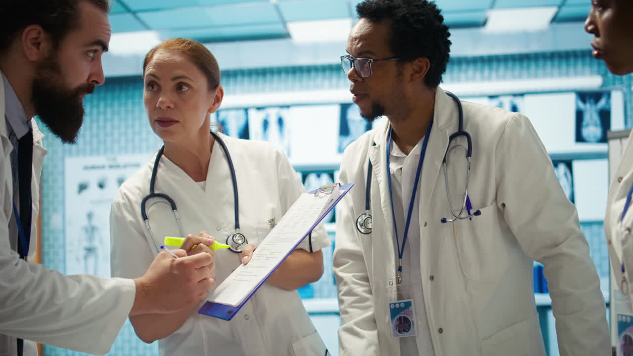 La squadra medica discute della cura del paziente
