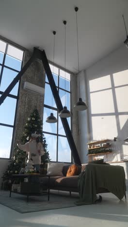 woman experiencing vr in a modern christmas living room.