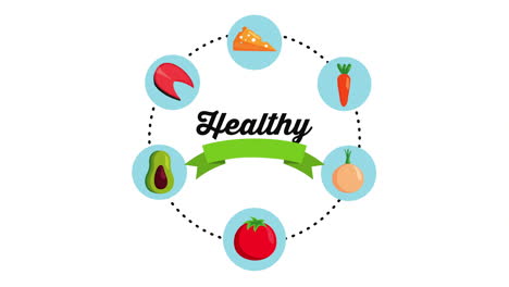 healthy lifestyle with set icons animation