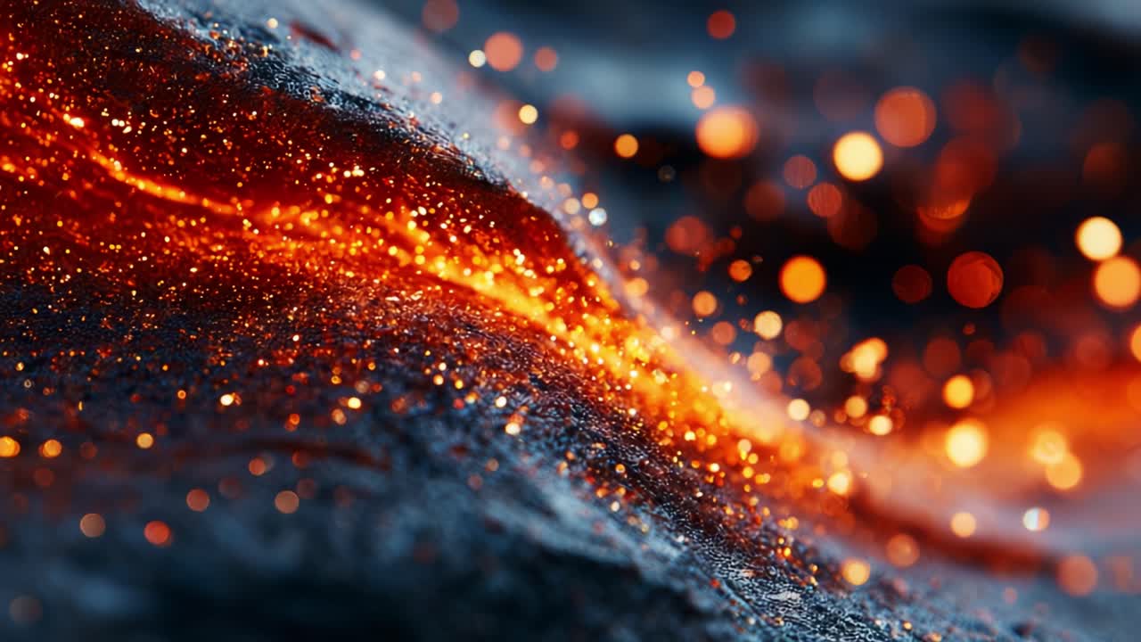 Captivating Flow of Molten Lava with Glowing Sparks and Breathtaking Texture, Showcasing the Power of Nature in a Stunning Display of Heat and Light