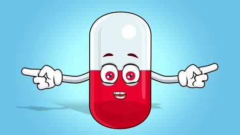 cartoon pill capsule  face animation double side pointer speak with alpha matte