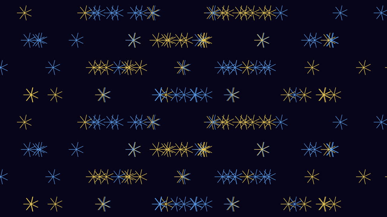 patrón simétrico de estrellas púrpuras y verdes sobre un fondo negro