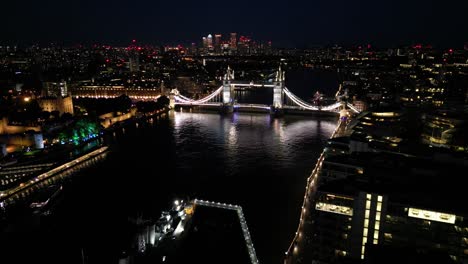 city of london tower bridge  view night high drone aerial 4k footage