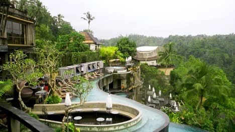 luxury tropical resort and pool overlook jungle forest in bali