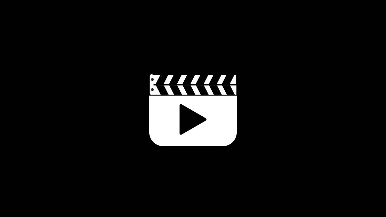 Clapperboard icon play button video content movie production media playback studio clapping board