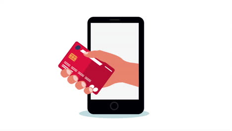 smartphone with credit card animation