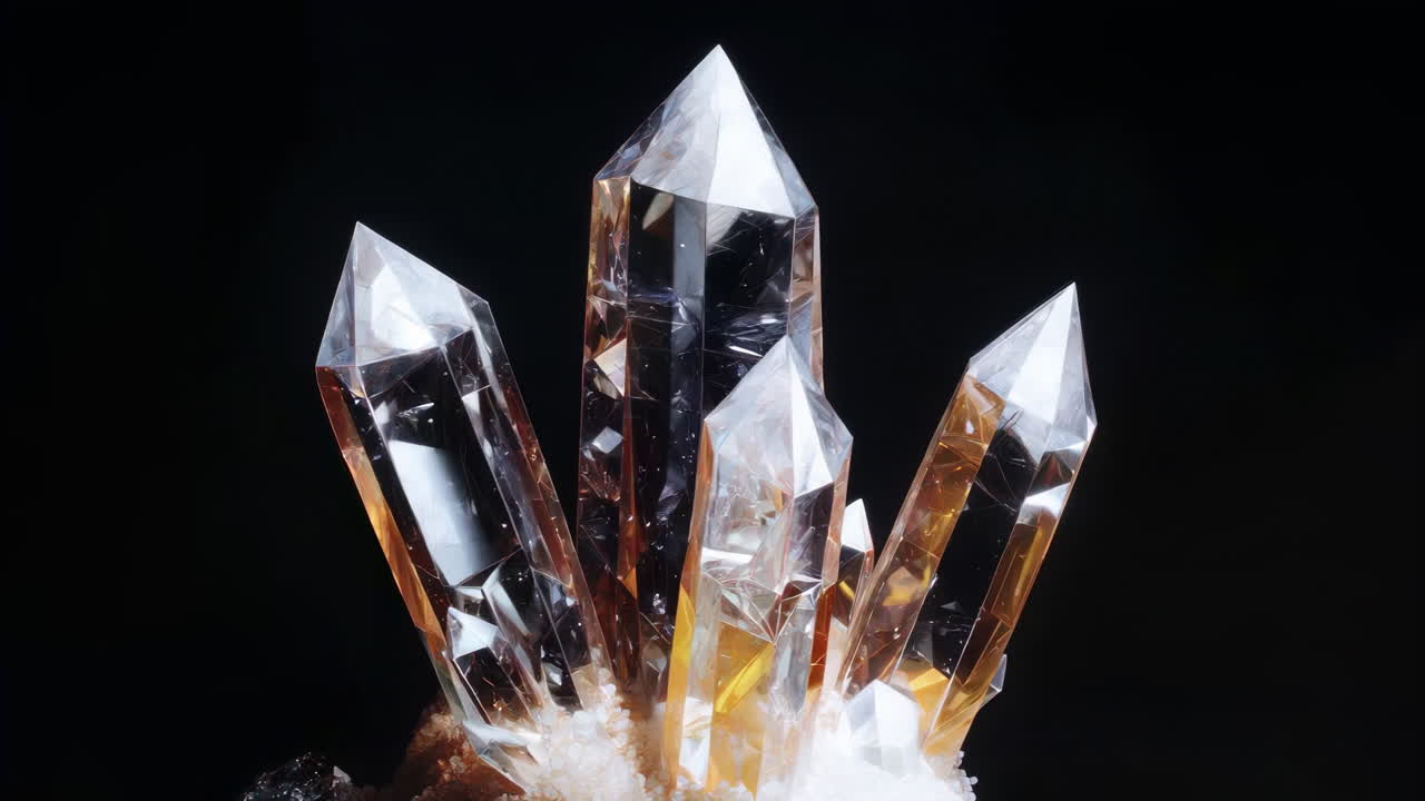 потрясающий кристаллический кластер, красиво изображенный на темном фоне