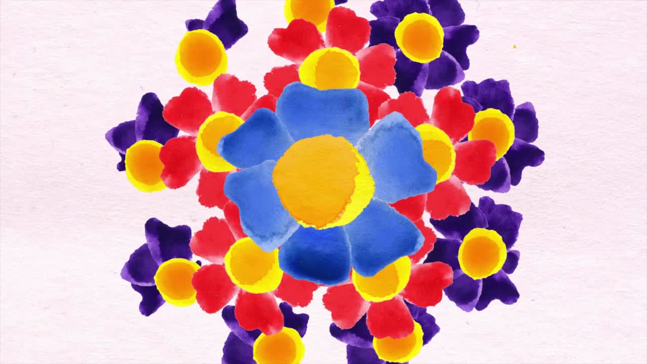 고해상도 추상 cgi 모션 배경, 꽃 형식, 나선형, 추상적인 꽃 애니메이션